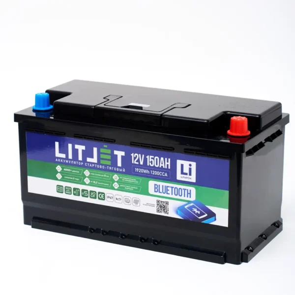 Литиевый аккумулятор cтартово/тяговый LITJET SMART LiFePO4 12V 150Ah 1920Wh вид сверху