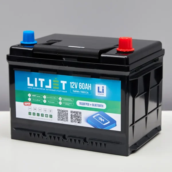 аккумулятор стартово/тяговый LITJET SMART LiFePO4 12V 60Ah 768Wh вид сбоку