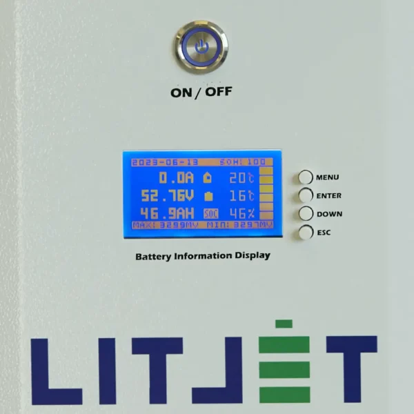 Литиевый аккумулятор тяговый LITJET PRO LiFePO4 powerwall 48V 100Ah панель управления