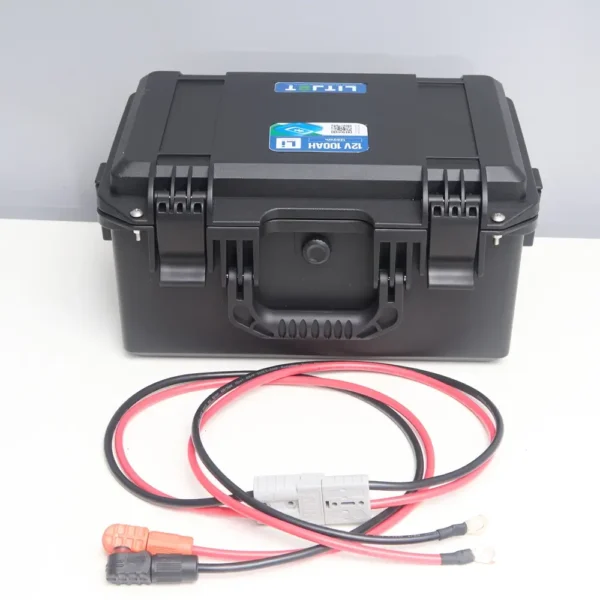 Литиевый аккумулятор тяговый LITJET SMART LiFePO4 12V 100Ah 1280Wh in strong case фото кабеля