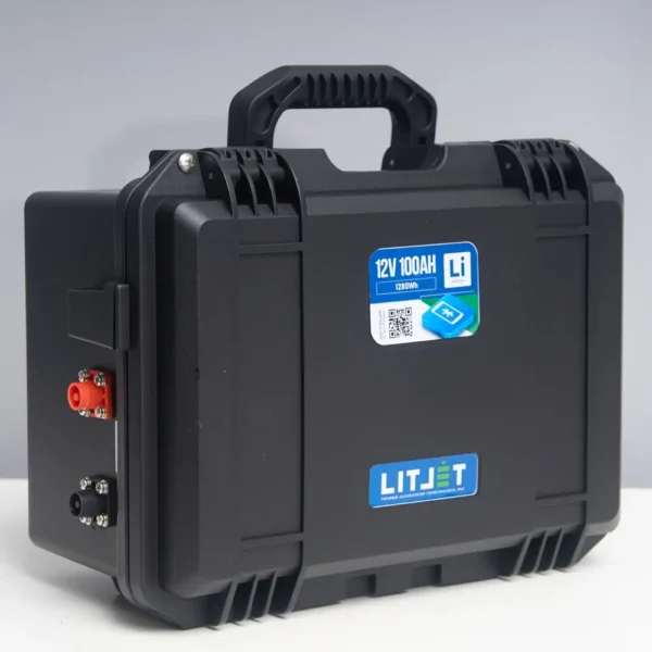 Литиевый аккумулятор тяговый LITJET SMART LiFePO4 12V 100Ah 1280Wh вид сбоку