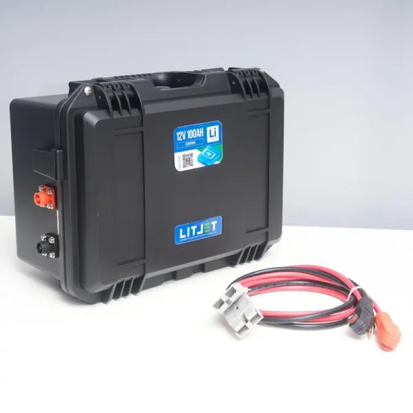 Литиевый аккумулятор тяговый LITJET SMART LiFePO4 12V 100Ah 1280Wh вид сбоку