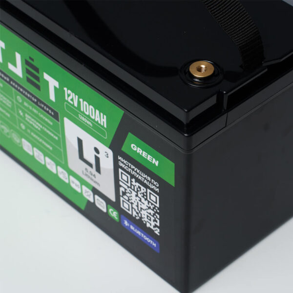 Литиевый аккумулятор тяговый LITJET GREEN LiFePO4 12V 100Ah 1280Wh w Bluetooth IP65 вид сбоку