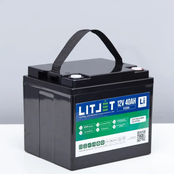 Аккумулятор тяговый LITJET PRO LiFePO4 12V 40Ah 512Wh фото