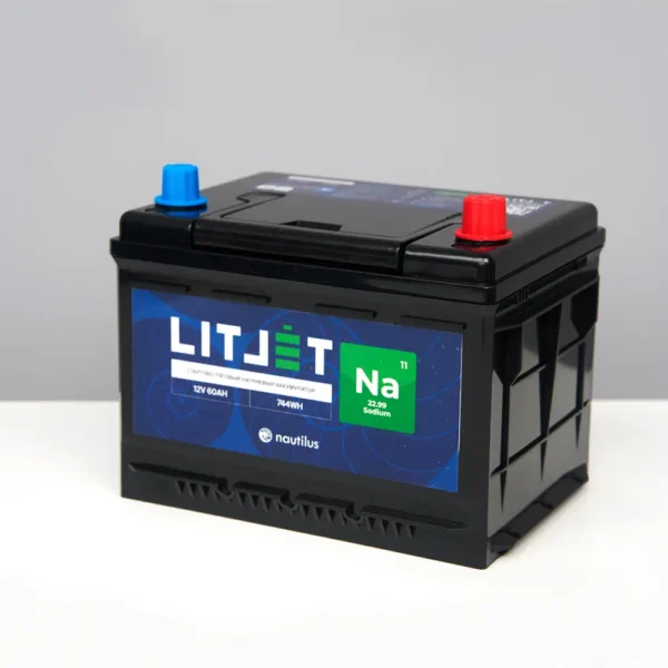 Натриевый аккумулятор стартово/тяговый LITJET Na+ 12V 60Ah 744Wh 1490CCA корпус