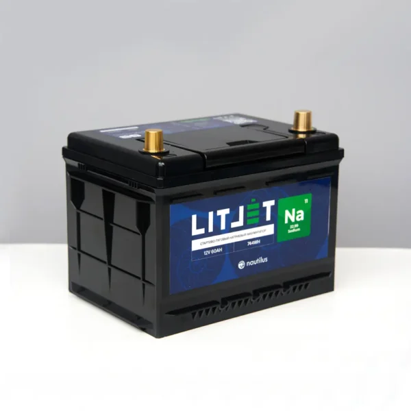 Натриевый аккумулятор стартово/тяговый LITJET Na+ 12V 60Ah 744Wh 1490CCA фото сбоку
