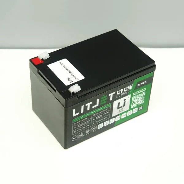 Литиевый аккумулятор тяговый LITJET BLACK LiFePO4 12V 12Ah 154Wh вид сверху