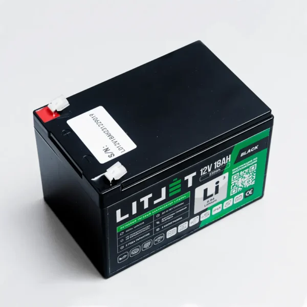 Литиевый аккумулятор тяговый LITJET BLACK LiFePO4 12V 18Ah 230Wh вид сверху