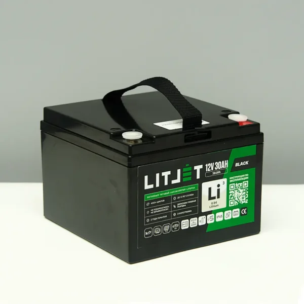 Литиевый аккумулятор тяговый LITJET BLACK LiFePO4 12V 30Ah 384Wh IP65 фото