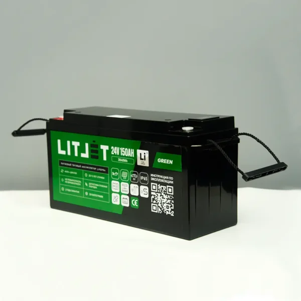 Литиевый аккумулятор тяговый LITJET GREEN LiFePO4 24V 150Ah 3840Wh w Bluetooth вид сбоку