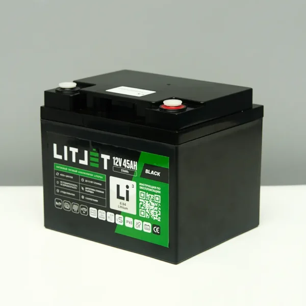 Литиевый аккумулятор тяговый LITJET BLACK LiFePO4 12V 45Ah 576Wh IP65 фото