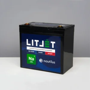 Натриевый аккумулятор стартовый СПОРТ тяговый LITJET Na+ 12V 60Ah 744Wh 1530CCA вид спереди