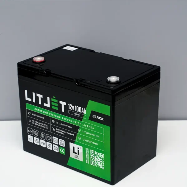 Литиевый аккумулятор тяговый LITJET BLACK LiFePO4 12V 100Ah 1280Wh вид корпуса