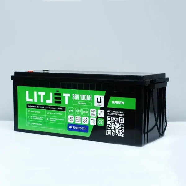 аккумулятор тяговый LITJET GREEN LiFePO4 36V 100Ah 3840Wh с Bluetooth фото сбоку