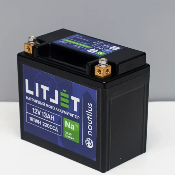 Натриевый стартовый мото аккумулятор 12V 13Ah 161Wh 300CCA YTX14A L+ картинка