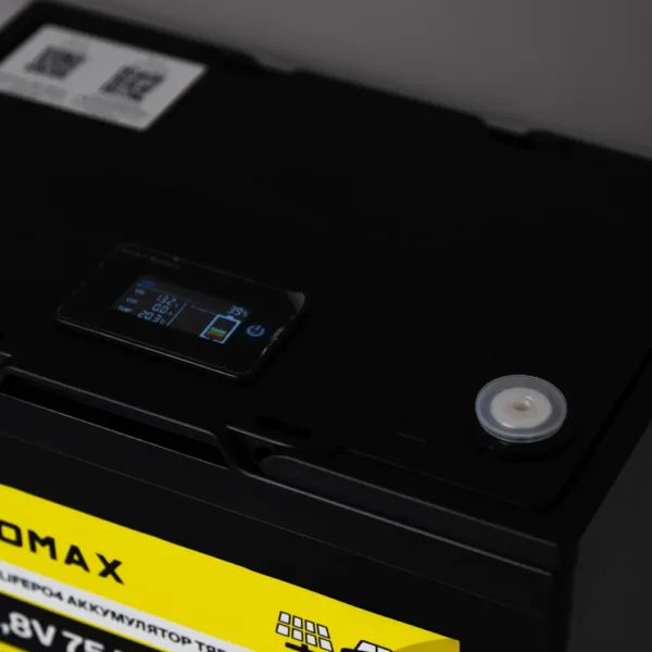 Литиевый аккумулятор тяговый LitoMax LiFePO4 12,8V 75Ah с цветным монитором клемма