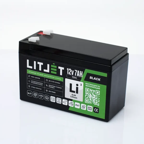 аккумулятор тяговый LITJET BLACK LiFePO4 12V 7Ah