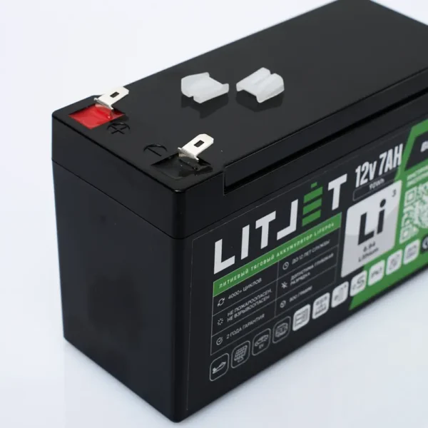 аккумулятор тяговый LITJET BLACK LiFePO4 12V 7Ah вид сверху