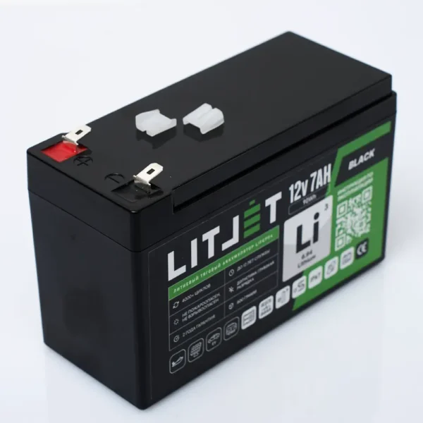 аккумулятор тяговый LITJET BLACK LiFePO4 12V 7Ah фото клеммы