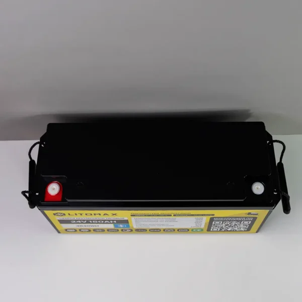 аккумулятор тяговый LITOMAX IP68 LiFePO4 24V 150Ah 3840Wh c Bluetooth фото сверху