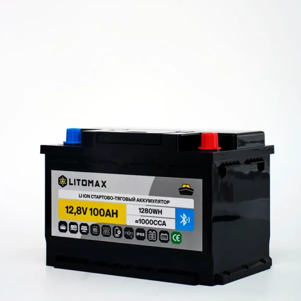 Литиевый аккумулятор стартово/тяговый LITOMAX LiFePO4 12V 100Ah 1280Wh 1000CCA картинка сбоку