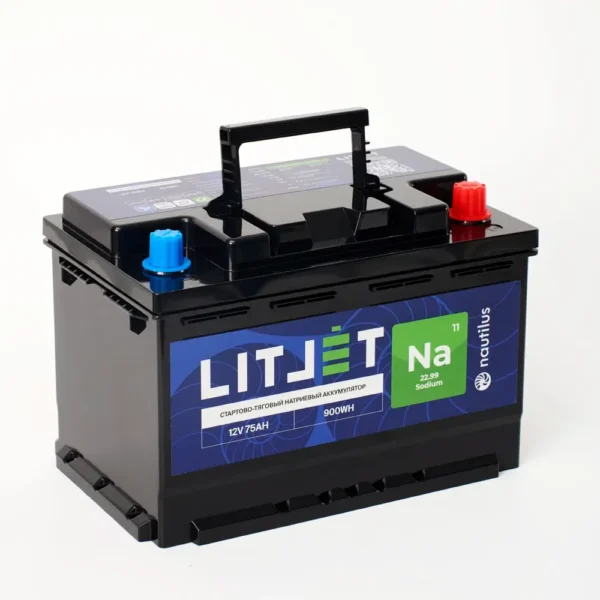 Натриевый стартово/тяговый аккумулятор LITJET Na+ 12V 75Ah 900Wh картинка сбоку