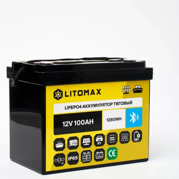 аккумулятор тяговый LITOMAX LiFePO4 12,8V 100Ah c Bluetooth фото