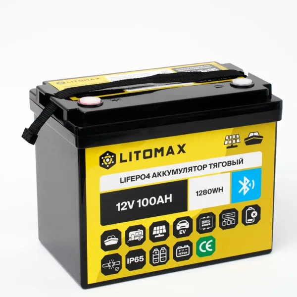 аккумулятор тяговый LITOMAX LiFePO4 12,8V 100Ah c Bluetooth картинка