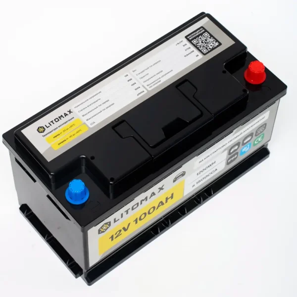 Натриевый аккумулятор стартово/тяговый LITOMAX Na+ 12V 100Ah 1500CCA R+ вид сверху