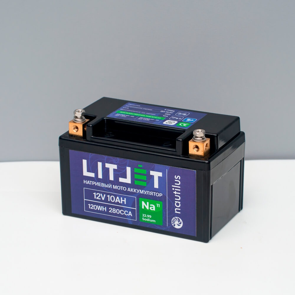 Стартовый мото аккумулятор LITJET Na+ 12V 10Ah 120Wh 280CCA YTX7A IP67 L+ 3 Стартовый мото аккумулятор LITJET Na+ 12V 10Ah 120Wh 280CCA YTX7A IP67 L+ корпус фото