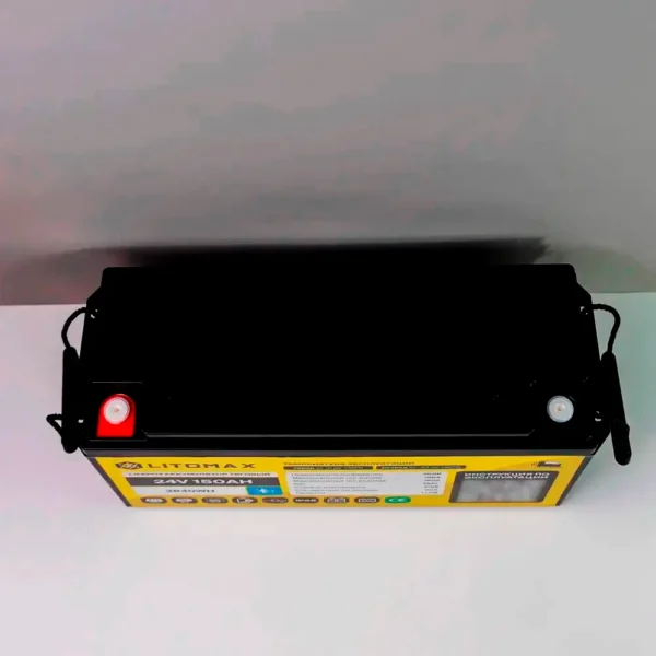 Литиевый аккумулятор тяговый LITOMAX IP68 LiFePO4 24V 150Ah 3840Wh с Bluetooth Мах 150A фото сверху