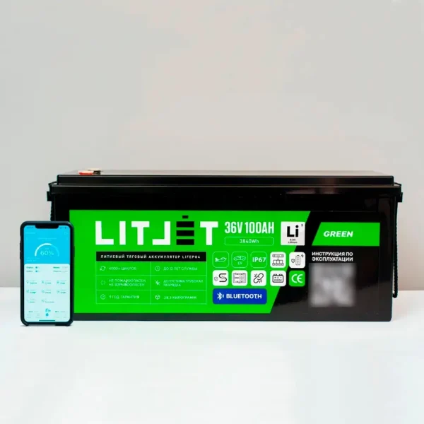 Литиевый аккумулятор тяговый LITJET GREEN LiFePO4 36V 100Ah 3840Wh с Bluetooth
