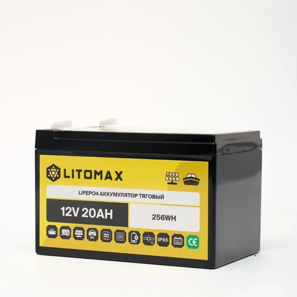 Литиевый аккумулятор тяговый LITOMAX LiFePO4 12V 20Ah IP65 фото