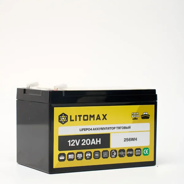 Литиевый аккумулятор тяговый LITOMAX LiFePO4 12V 20Ah IP65 фото корпуса