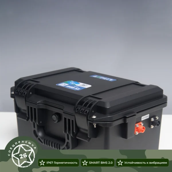 Литиевый тяговый аккумулятор ЛИТДЖЕТ серии SMART LiFePO4 12 В 100 А·ч, 1280 Вт·ч, с поддержкой Bluetooth, в усиленном корпусе