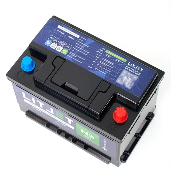 Натриевый стартово/тяговый аккумулятор LITJET Na+ 12V 75Ah 900Wh фото сверху