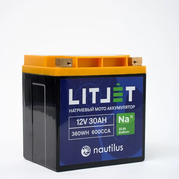 Натриевый стартовый мото аккумулятор LITJET Na+12V 30Ah фото