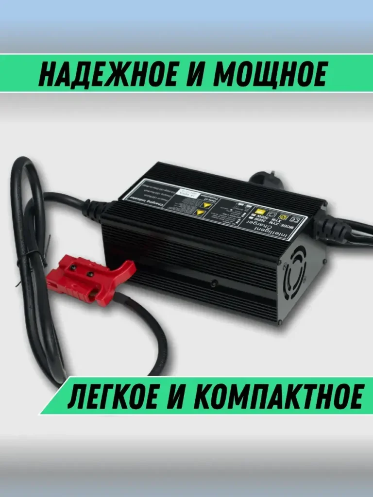 Зарядное устройство однофазное 12 В 20 А, разъём Anderson Red 50A инфографика вид сбоку