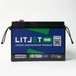 Литиевый аккумулятор тяговый ЛИТДЖЕТ GREEN LiFePO4 24V 90Ah c Bluetooth вид спереди