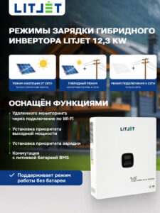 Инвертор гибридный однофазный солнечный ЛИТДЖЕТ 12,3 kW 230V/50Hz с ЖК-дисплеем инфографика фото 2