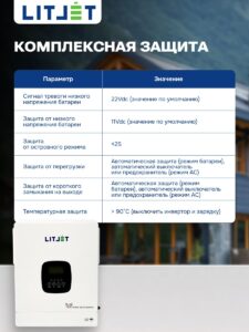 Инвертор гибридный однофазный солнечный ЛИТДЖЕТ 4,3 kW 230V/50Hz с ЖК-дисплеем инфографика фото 5