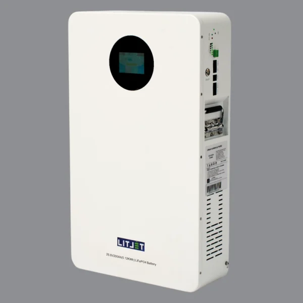 Литиевый аккумулятор тяговый ЛИТДЖЕТ GREEN LiFePO4 25,6V 200Ah 5KWh CAN/RS485, настенный с дисплеем фото