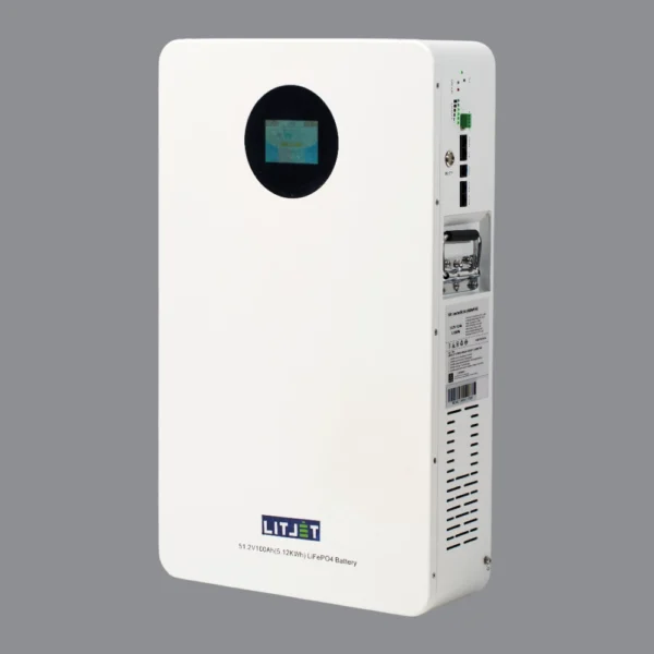 Литиевый аккумулятор тяговый ЛИТДЖЕТ GREEN LiFePO4 51,2V 100Ah 5KWh 100A, CAN/RS485 c/d 100A настенный фото сбоку