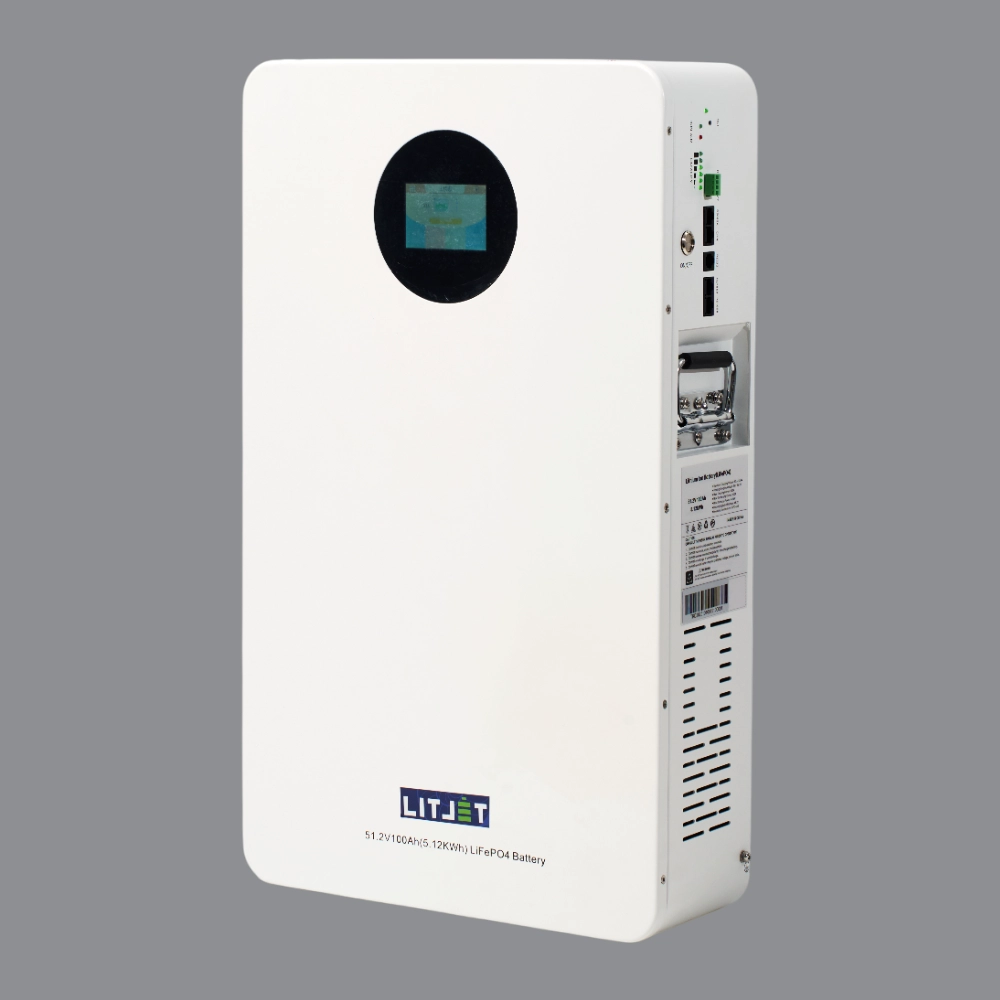 Литиевый аккумулятор тяговый LITJET GREEN LiFePO4 51,2V 100Ah 5KWh 100A, CAN/RS485 c/d 100A настенный 4 Литиевый аккумулятор тяговый LITJET GREEN LiFePO4 51,2V 100Ah 5KWh 100A, CAN/RS485 c/d 100A настенный фото сбоку