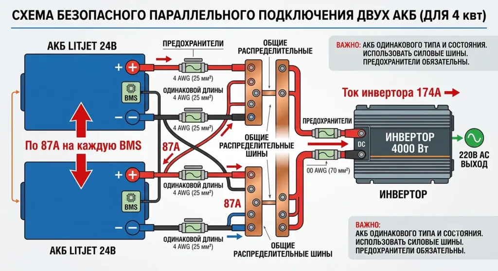инфографика аккумулятора LiFePO4 24В
